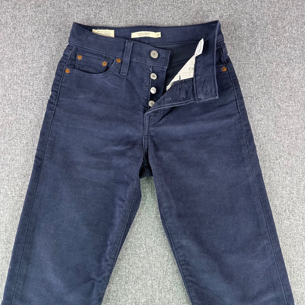 Levi's Pants Womens 25 Wedgie Straight Navy Blue Corduroy Button Fly 34964-0059